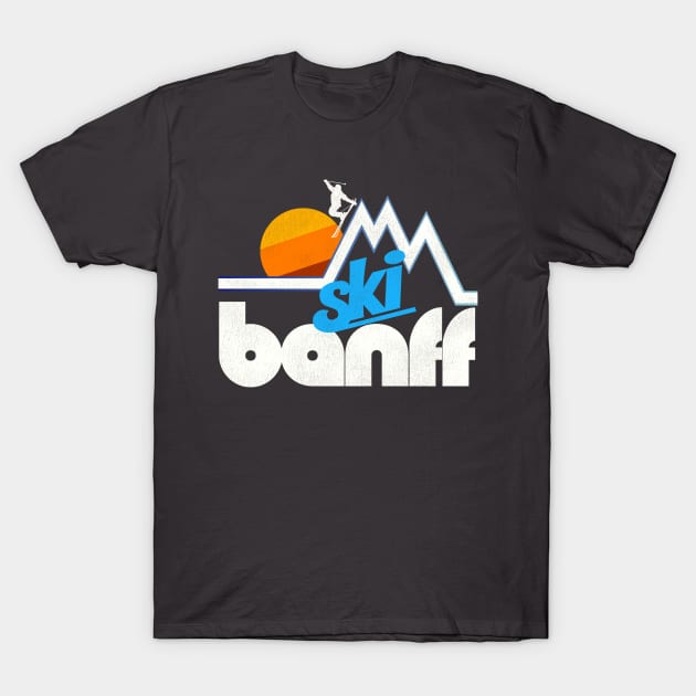 Ski Banff Retro 70s Style National Park Souvenir T-Shirt by darklordpug